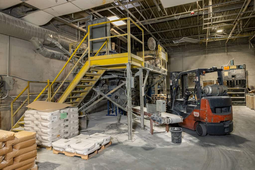 Delta Performance Products' manufacturing blending tower and forklift.